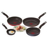 T-Fal Juego de Sartenes Expert Chef 1582700, 4 Piezas, Antiadherente, Aluminio, Negro