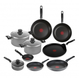 T-Fal Batería de Cocina 5819700, Aluminio, Antiadherente, 12 Piezas