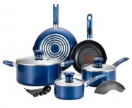 T-Fal Batería de Cocina Excite ProGlide, Aluminio, Antiadherente, 14 Piezas, Azul