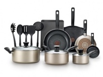 T-Fal Batería de Cocina Culinare Champagne, Aluminio, Antiadherente, 16 Piezas