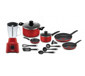 T-Fal Batería de Cocina B4980284M, Aluminio, Antiadherente, 17 Piezas
