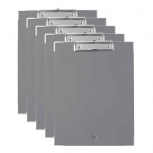 Techmakro Tabla de Cartón/PVC con Agarrapapeles, Tamaño A4, Gris