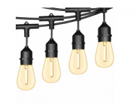 Tecnolite Serie de Focos LED Guirnalda Exterior, Luz Cálida, 24W, Negro