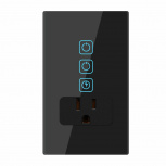 Tecnolite Interruptor de Luz Inteligente Power Creator II, 2 Botones + 1 Enchufe, Wi-Fi, Negro