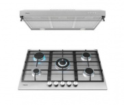 Teka Kit Parrilla de Gas y Campana Duetto Deluxe 75, 5 Quemadores, Acero Inoxidable