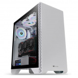 Gabinete Thermaltake S300 TG Snow, Midi-Tower, ATX/Micro-ATX/Mini-ITX, USB 2.0/3.0, sin Fuente, 1 Ventilador Instalado, Blanco ― Sin tapa lateral de cristal y con algunas abolladuras leves.