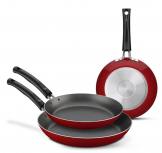 Tramontina Juego de Sartenes 20199/707, 3 Piezas, Antiadherente, Aluminio, Rojo