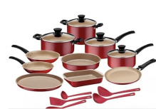 Tramontina Batería de Cocina, Aluminio, Antiadherente, 19 Piezas, Rojo