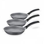Tramontina Juego de Sartenes Turim, 3 Piezas, Antiadherente, Negro/Gris