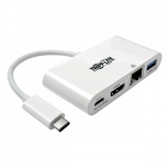 Tripp Lite by Eaton Adaptador USB-C Macho - HDMI Hembra con Hub USB-A, 1x RJ-45, Blanco ― ¡Disfruta de envíos gratis en Gaming Week!