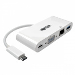 Tripp Lite by Eaton Adaptador USB-C Macho - VGA Hembra con Hub USB-A, 1x RJ-45, Blanco