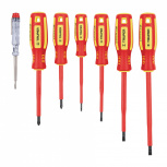 Truper Juego de Desarmadores y Pobrador de Corriente DTJ-7D, 7 Piezas, Rojo/Amarillo