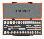 Truper Juego de Dados con Matraca JD-3/8X36MP, 3/8