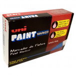 Uni Paint Marcador Permanente PX-20, Punto Mediano, Naranja, 12 Piezas