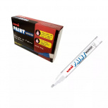Uni Paint Marcador Permanente PX-20, Punto Mediano, Blanco, 12 Piezas