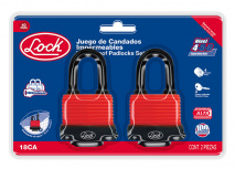 Urrea Candado Impermeable 18CA, 40mm, 2 Piezas, Rojo/Negro