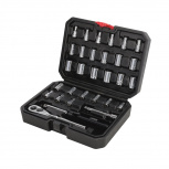 Urrea Juego de Dados con Matraca 4700CB, 1/4", 30 Piezas, Cromado