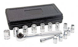 Urrea Juego de Dados y Accesorios con Matraca 4700PM, 1/4", Cromado, 15 Piezas