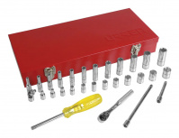 Urrea Juego de Dados con Matraca 47206, 1/4", Cromado, 30 Piezas