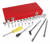 Urrea Juego de Dados y Accesorios con Matraca 5200A, 1/4", Cromado, 27 Piezas