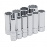 Urrea Juego de Dados Largos 52107, 3/8", 10 Piezas, Plata