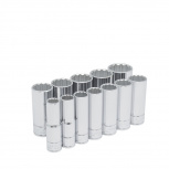 Urrea Juego de Dados Largos 54107, 1/2", 12 Piezas, Plata