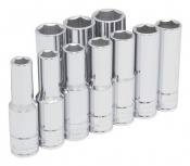 Urrea Juego de Dados 54216, 1/2", Cromado, 10 Piezas