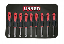 Urrea Juego de Desarmadores de Caja Métricos 8200M, 9 Piezas, Negro/Rojo