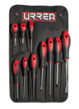 Urrea Juego de Desarmadores de Puntas Plana/Cabinet/Phillips 8600F, 10 Piezas, Negro/Rojo