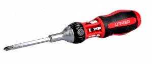 Urrea Desarmador con Sistema de Matraca y Puntas 9308L, 15.5cm, 1/4", Negro/Rojo
