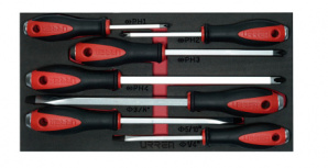 Urrea Juego de Desarmadores CH128, 7 Piezas, Negro/Rojo