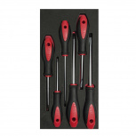 Urrea Juego de Desarmadores de Puntas Plana/Cabinet/Phillips CH115, 6 Piezas, Negro/Rojo