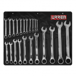 Urrea Juego de Llave de Matraca 1202MCM, 8mm, 9mm, 10mm, 11mm, 12mm, 13mm, 14mm, 15mm, 16mm, 17mm, 18mm, 19mm, 20mm, 21mm, 22mm, 24mm, 25mm,, 22 Piezas, Acero Cromado