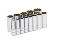 Urrea Juego de Dados Largos 52112, 3/8", 10 Piezas, Plata