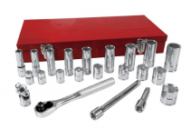 Urrea Juego de Dados con Matraca 52134, 3/8", Cromado, 23 Piezas