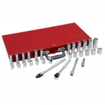 Urrea Juego de Dados con Matraca 52220, 3/8", Acero, 30 Piezas