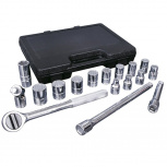 Urrea Juego de Dados y Accesorios con Matraca 5400P, 1/2", Cromado, 17 Piezas