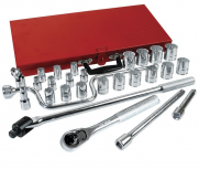 Urrea Juego de Dados con Matraca 54124, 1/2", Cromado, 28 Piezas