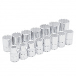 Urrea Juego de Dados 54206, 1/2", Cromado, 15 Piezas