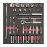 Urrea Juego de Dados y Accesorios con Matraca CH201, 3/8", Acero, 35 Piezas