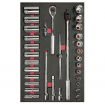 Urrea Juego de Dados con Matraca CH310, 1/2", Cromado, 32 Piezas