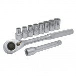 Urrea Juego de Dados con Matraca JBUA01M, 1/2", Acero, 10 Piezas