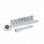 Urrea Juego de Dados con Matraca JBUA01S, 1/2", Acero, 10 Piezas