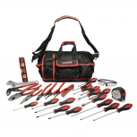 Urrea Mochila para Herramienta JE28, 1 Compartimento, Negro/Rojo