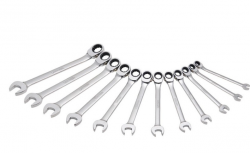 Urrea Juego de Llave de Matraca JLMC12M, 12 Piezas, Acero Cromado