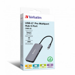 Verbatim Hub USB-C - 1x HDMI, 1x RJ45, 2x USB-A 3.2, 1x USB-C, Gris