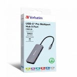 Verbatim Hub USB-C - 1x HDMI, 1x RJ45, 2x USB-C, 1x USB-A 3.2 Gen2, 2x USB-A 3.2 Gen1, 1x SD, 1x microSD, Gris