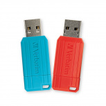 Memoria USB Verbatim PinStripe, 64GB, USB-A 2.0, Azul/Rojo