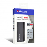 SSD Externo Verbatim Vx500, 240GB, USB-C, Plata
