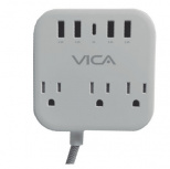 Vica Multicontacto SUPVIC050, 3 Salidas, 4x USB, Blanco
